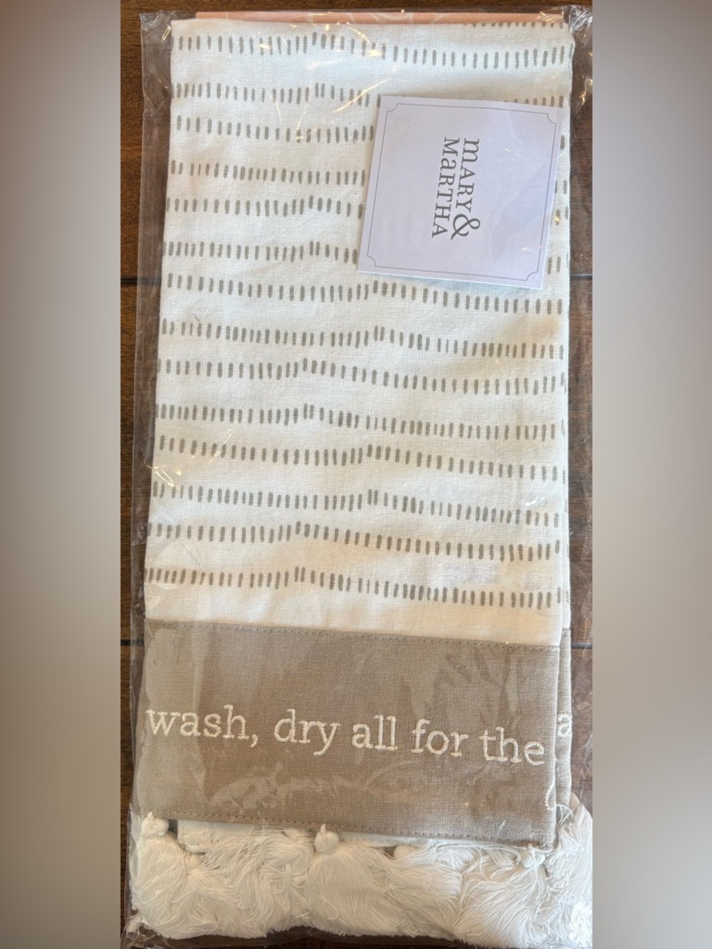 Mary & Martha Neutral Stripe Kitchen Tea Towels set of 2